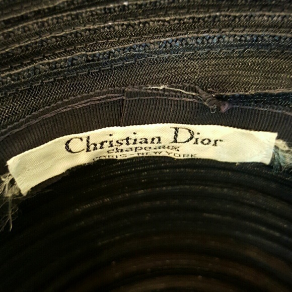 CHRISTIAN DIOR VTG  NAVY DERBY CHURCH TEA HAT - Picture 4 of 4
